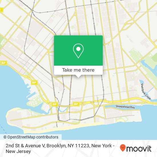 Mapa de 2nd St & Avenue V, Brooklyn, NY 11223