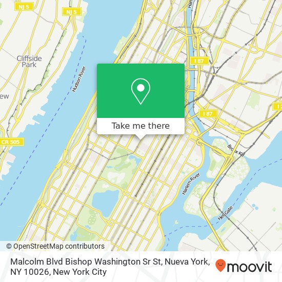 Malcolm Blvd Bishop Washington Sr St, Nueva York, NY 10026 map