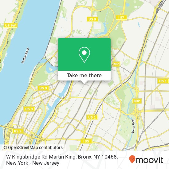 Mapa de W Kingsbridge Rd Martin King, Bronx, NY 10468