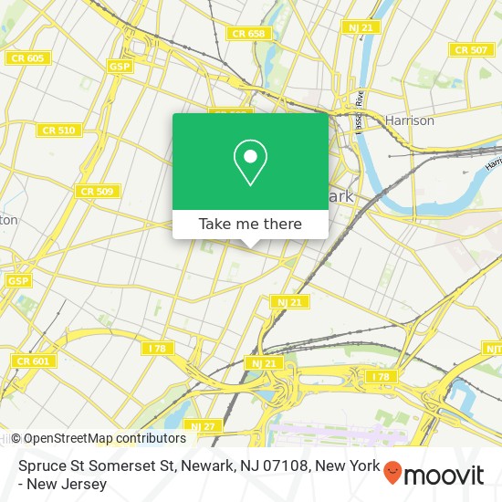 Mapa de Spruce St Somerset St, Newark, NJ 07108