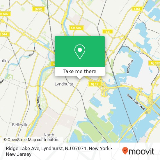 Ridge Lake Ave, Lyndhurst, NJ 07071 map