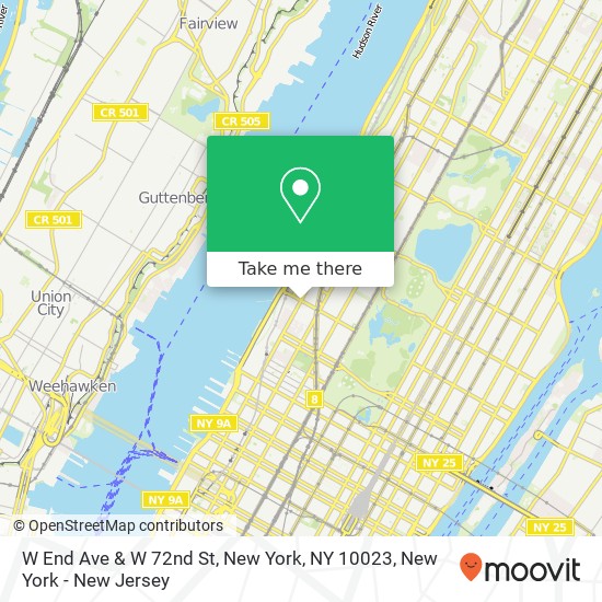 Mapa de W End Ave & W 72nd St, New York, NY 10023