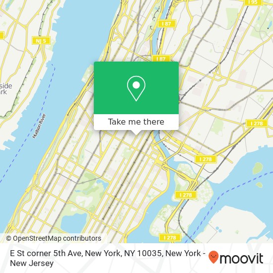 Mapa de E St corner 5th Ave, New York, NY 10035