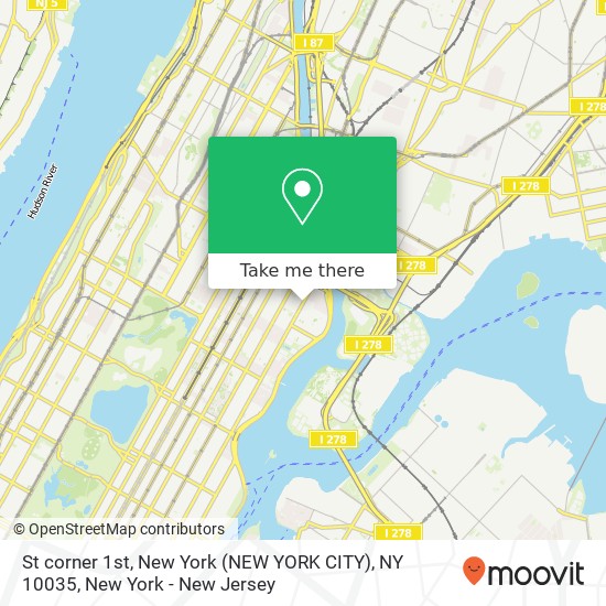 St corner 1st, New York (NEW YORK CITY), NY 10035 map