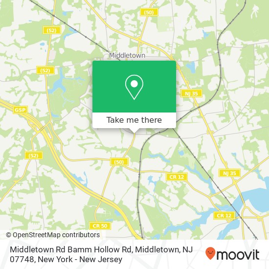 Mapa de Middletown Rd Bamm Hollow Rd, Middletown, NJ 07748