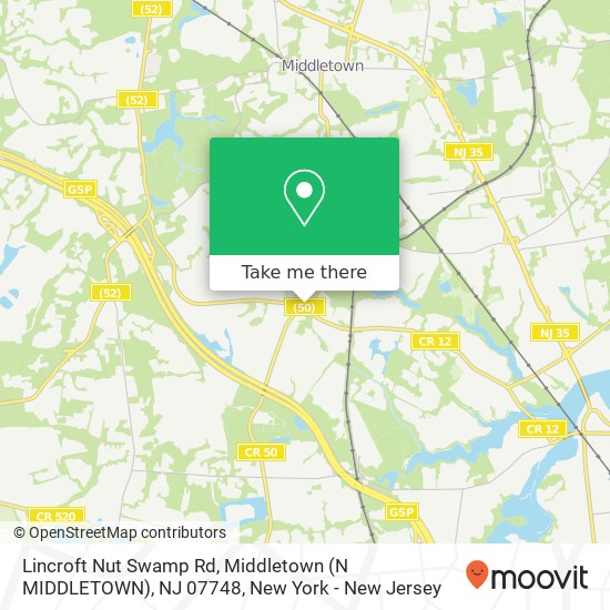 Mapa de Lincroft Nut Swamp Rd, Middletown (N MIDDLETOWN), NJ 07748