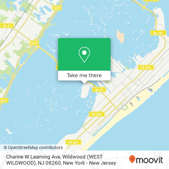 Mapa de Channe W Leaming Ave, Wildwood (WEST WILDWOOD), NJ 08260