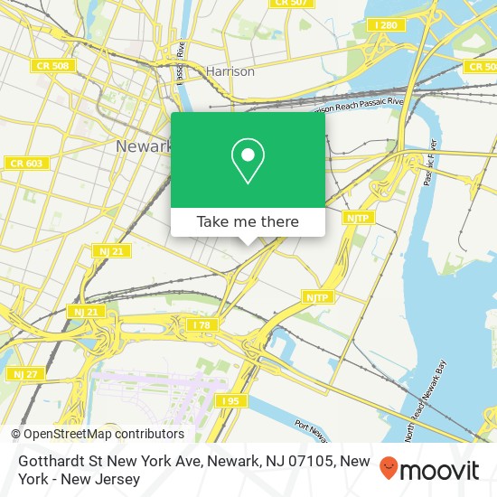 Mapa de Gotthardt St New York Ave, Newark, NJ 07105
