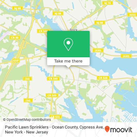 Pacific Lawn Sprinklers - Ocean County, Cypress Ave map
