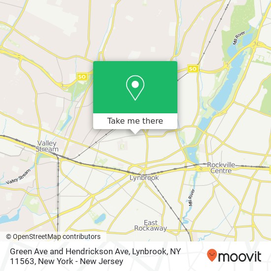 Mapa de Green Ave and Hendrickson Ave, Lynbrook, NY 11563