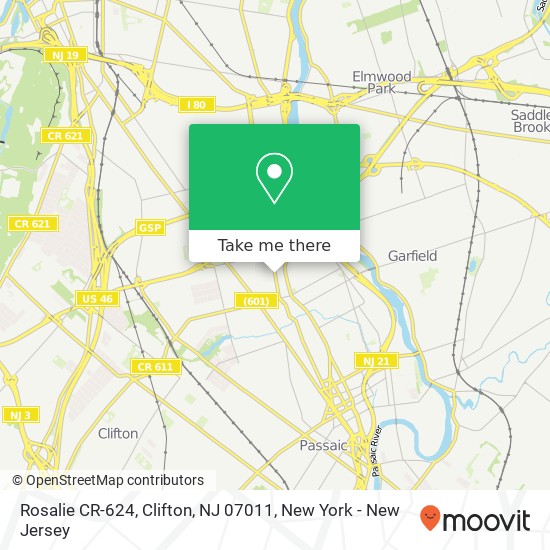 Mapa de Rosalie CR-624, Clifton, NJ 07011