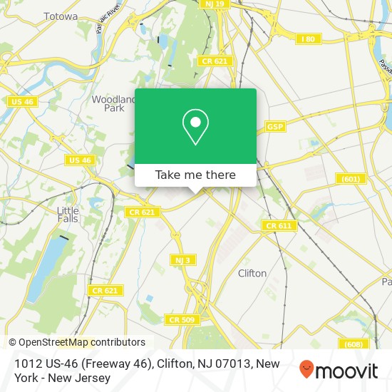 Mapa de 1012 US-46 (Freeway 46), Clifton, NJ 07013