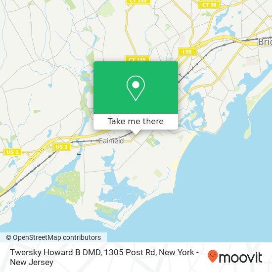 Mapa de Twersky Howard B DMD, 1305 Post Rd