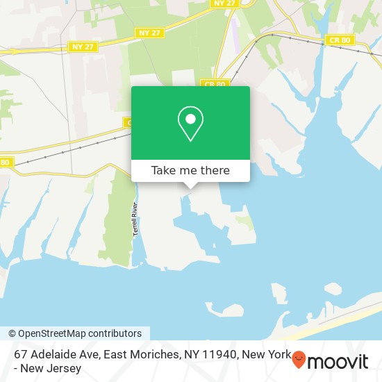 Mapa de 67 Adelaide Ave, East Moriches, NY 11940