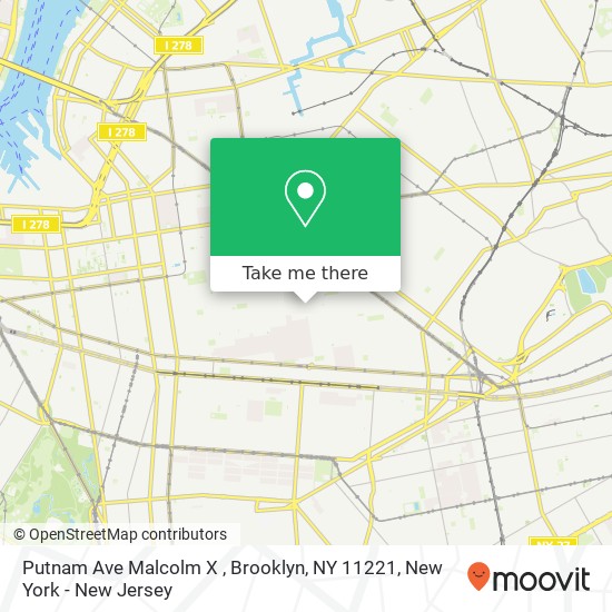 Mapa de Putnam Ave Malcolm X , Brooklyn, NY 11221