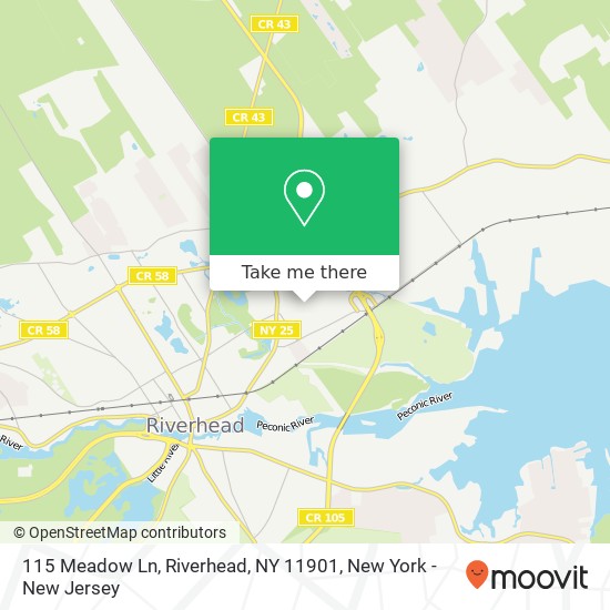 Mapa de 115 Meadow Ln, Riverhead, NY 11901