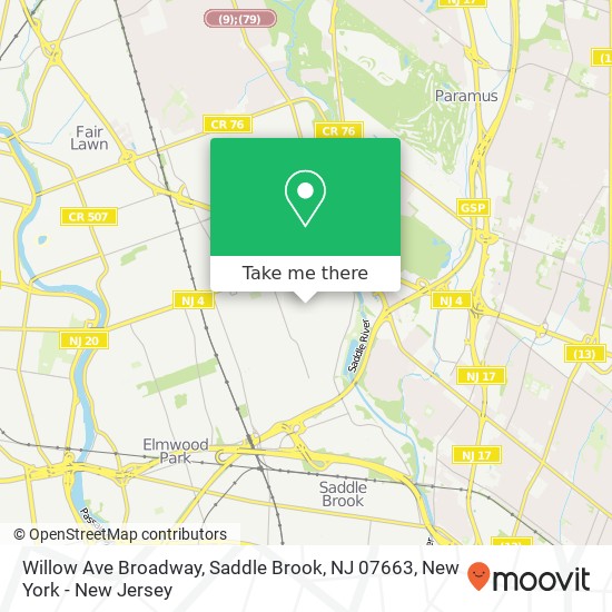 Willow Ave Broadway, Saddle Brook, NJ 07663 map