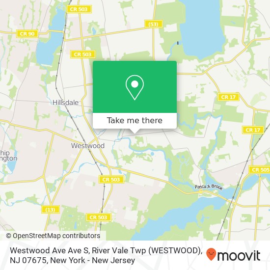 Mapa de Westwood Ave Ave S, River Vale Twp (WESTWOOD), NJ 07675