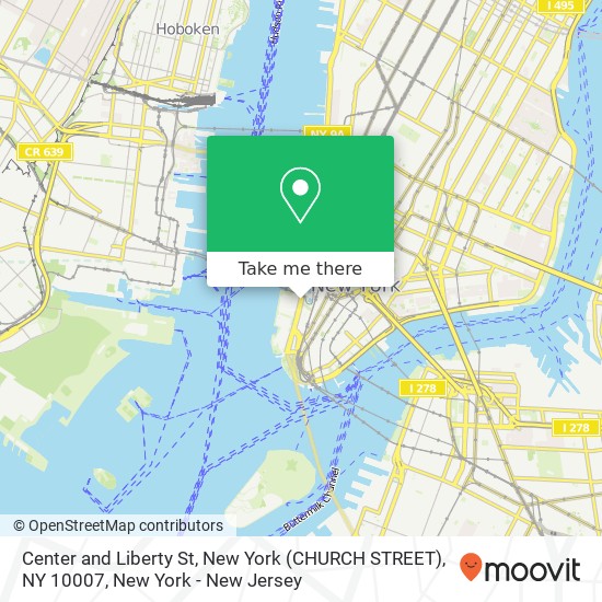 Center and Liberty St, New York (CHURCH STREET), NY 10007 map