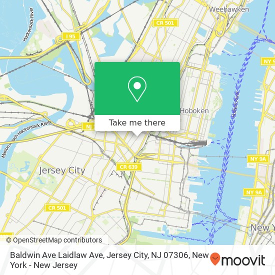 Mapa de Baldwin Ave Laidlaw Ave, Jersey City, NJ 07306