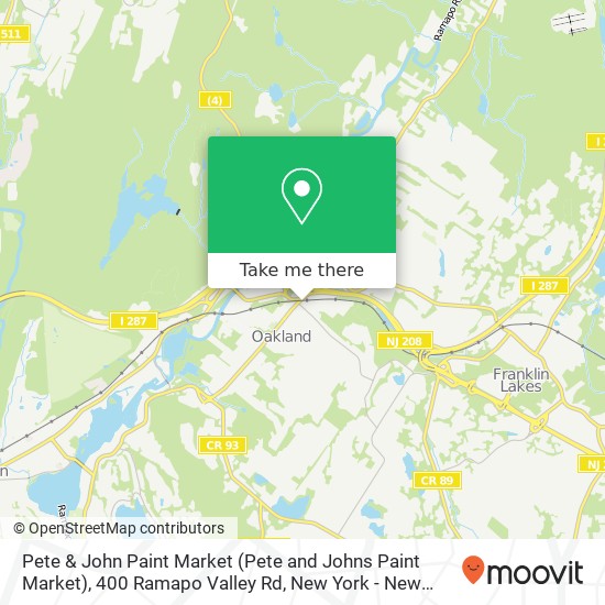 Mapa de Pete & John Paint Market (Pete and Johns Paint Market), 400 Ramapo Valley Rd