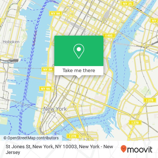 Mapa de St Jones St, New York, NY 10003