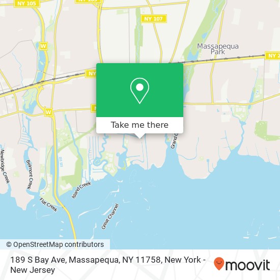 Mapa de 189 S Bay Ave, Massapequa, NY 11758