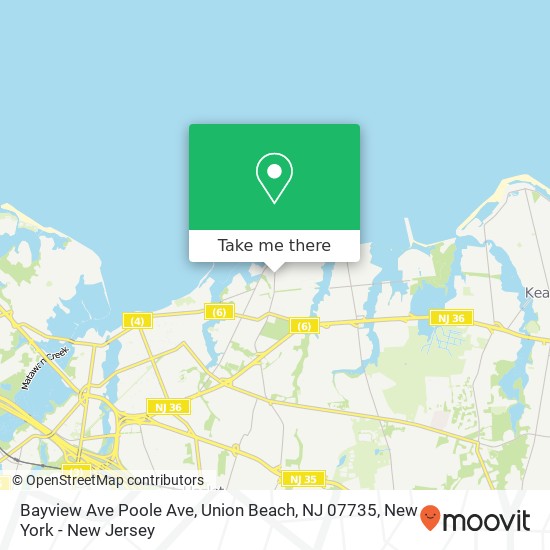 Mapa de Bayview Ave Poole Ave, Union Beach, NJ 07735