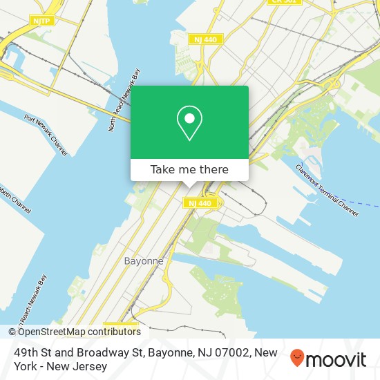 Mapa de 49th St and Broadway St, Bayonne, NJ 07002