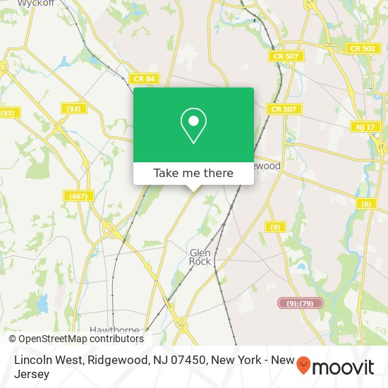 Mapa de Lincoln West, Ridgewood, NJ 07450