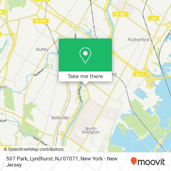 Mapa de 507 Park, Lyndhurst, NJ 07071