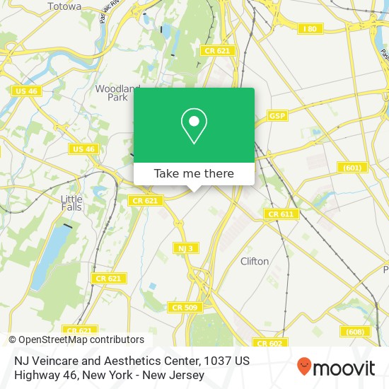 Mapa de NJ Veincare and Aesthetics Center, 1037 US Highway 46