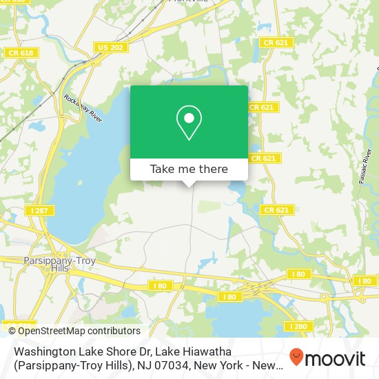 Washington Lake Shore Dr, Lake Hiawatha (Parsippany-Troy Hills), NJ 07034 map