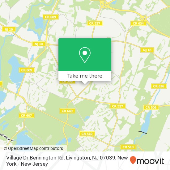 Mapa de Village Dr Bennington Rd, Livingston, NJ 07039