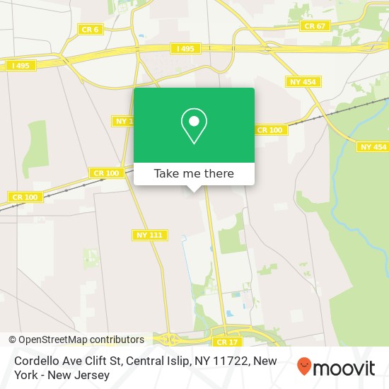 Mapa de Cordello Ave Clift St, Central Islip, NY 11722