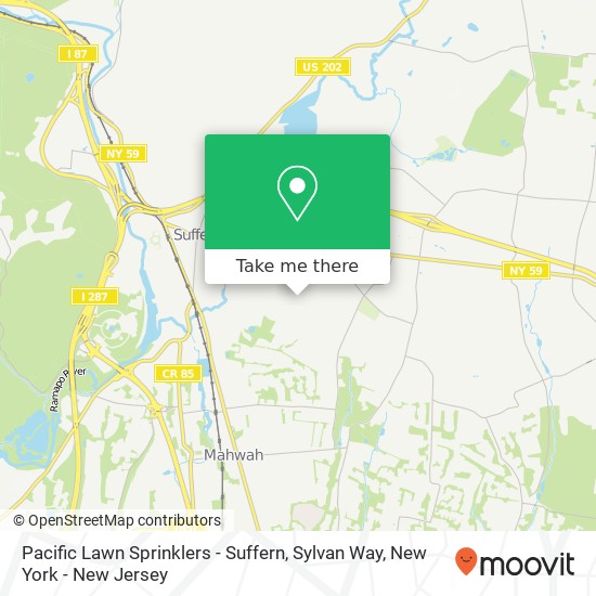 Pacific Lawn Sprinklers - Suffern, Sylvan Way map