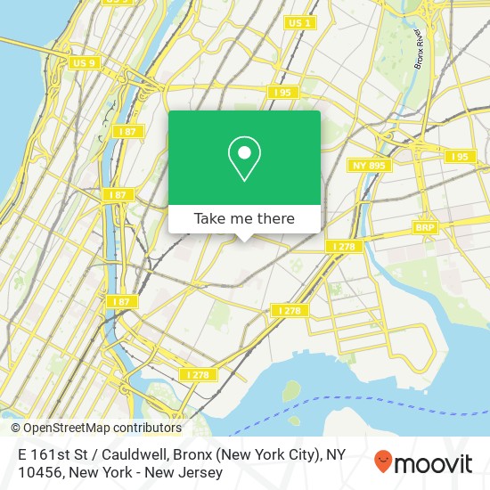 Mapa de E 161st St / Cauldwell, Bronx (New York City), NY 10456