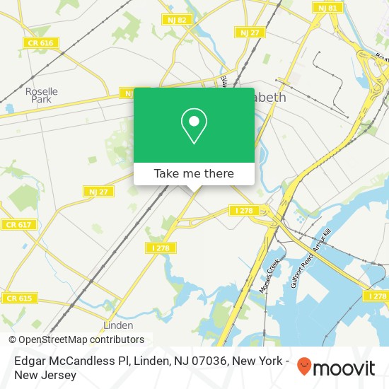 Mapa de Edgar McCandless Pl, Linden, NJ 07036