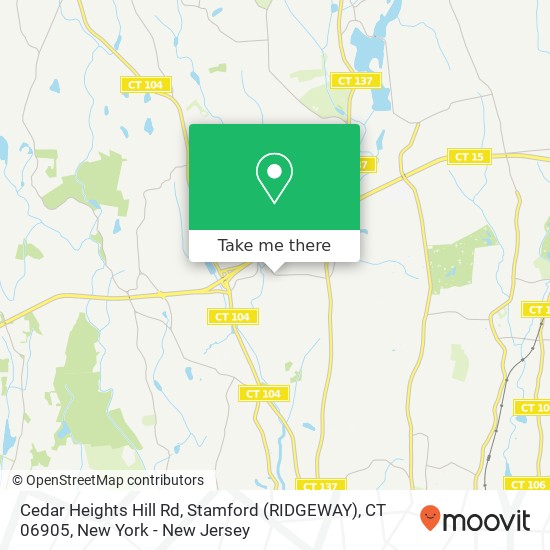 Mapa de Cedar Heights Hill Rd, Stamford (RIDGEWAY), CT 06905