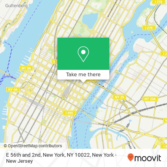 Mapa de E 56th and 2nd, New York, NY 10022