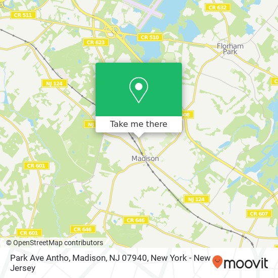 Mapa de Park Ave Antho, Madison, NJ 07940