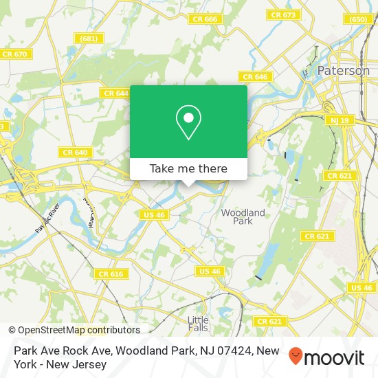 Mapa de Park Ave Rock Ave, Woodland Park, NJ 07424