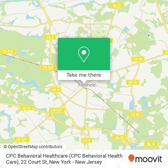 Mapa de CPC Behavioral Healthcare (CPC Behavioral Health Care), 22 Court St