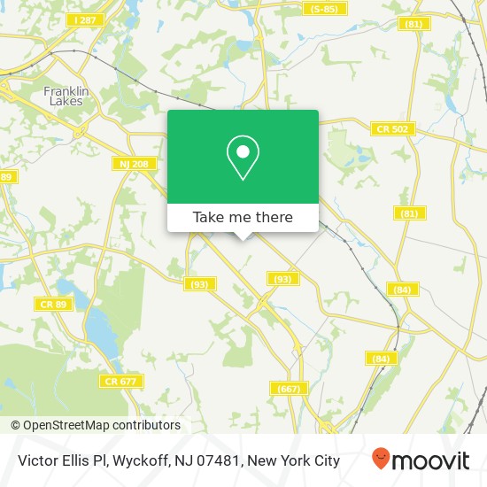 Mapa de Victor Ellis Pl, Wyckoff, NJ 07481