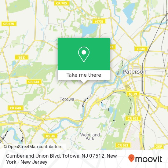 Mapa de Cumberland Union Blvd, Totowa, NJ 07512