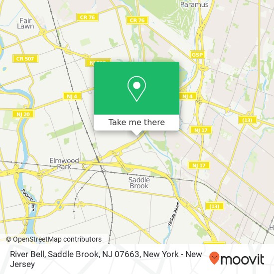 Mapa de River Bell, Saddle Brook, NJ 07663