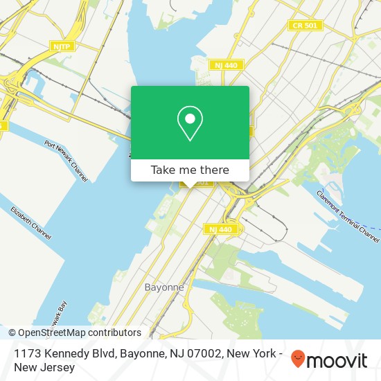 Mapa de 1173 Kennedy Blvd, Bayonne, NJ 07002