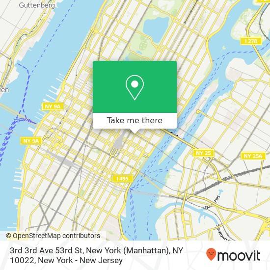Mapa de 3rd 3rd Ave 53rd St, New York (Manhattan), NY 10022