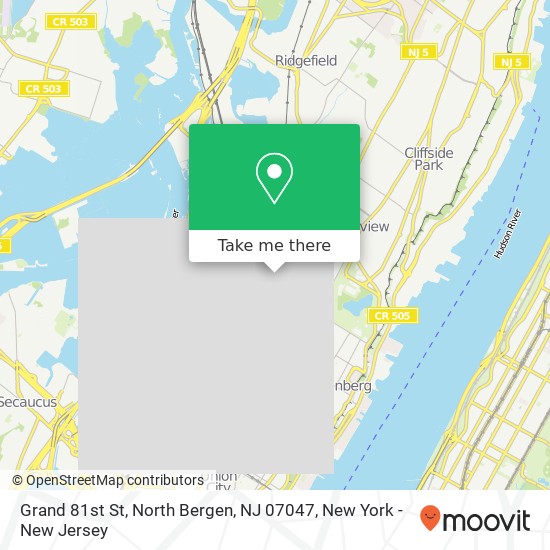 Mapa de Grand 81st St, North Bergen, NJ 07047