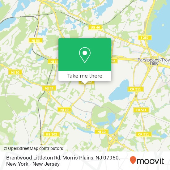 Mapa de Brentwood Littleton Rd, Morris Plains, NJ 07950